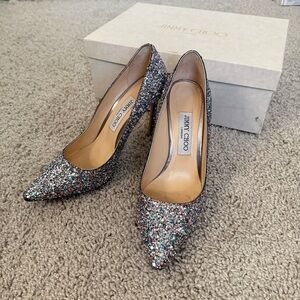 Jimmy Choo Romy Glitter Pumps- Bubble Gum